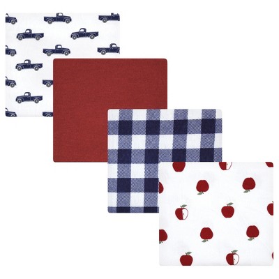 Hudson Baby Infant Boy Cotton Flannel Receiving Blankets, Apple Orchard, One Size