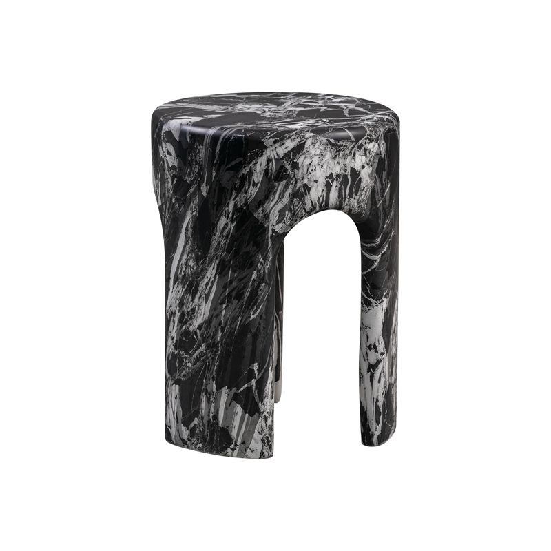 TOV Furniture Marisol 14" Round Marble Side Table in Black Finish, 4 of 9