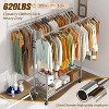 Simple Trending Heavy Duty Clothing Clothes Rack for Hanging, Rolling Double Rod Garment Rack Organizer with Wheels Load 620 LBS, Chrome - 2 of 4