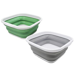 SAMMART 5.5L (1.4 Gallons) Set of 2 Collapsible Tub, Grey + Dark Sea Green - 1 of 4
