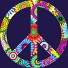 Junior's Design By Humans Cool Retro Flowers Peace Sign By ddtk T-Shirt - 2 of 3