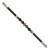 Chisel Stainless Steel Brushed and Onyx and Tiger's Eye Black Leather 8" Plus .5" Ext. Bracelet - 3 of 4