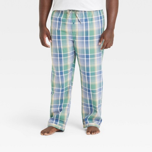 Men's Big & Tall Plaid Poplin Pajama Pants - Goodfellow & Co™ Light Blue  5XLT