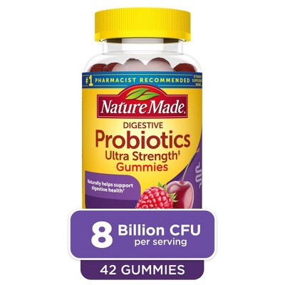 Nature Made Digestive Probiotics Ultra Strength Gummies - 8 Billion CFU per serving - Raspberry & Cherry - 42ct