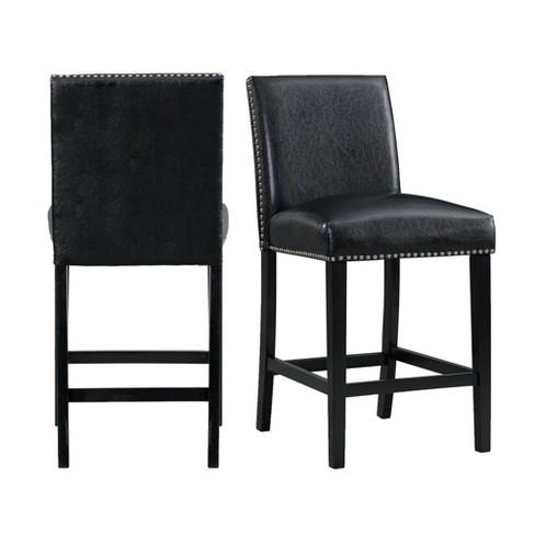 Black leather counter height chairs new arrivals