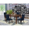 5-Piece Mahogany Finish Solid Wood Top-Rectangular Upholstered Dining Room Set- Seats-4 - 2 of 4