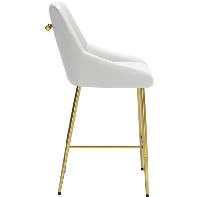 White and Gold Matte Finish Counter Stool
