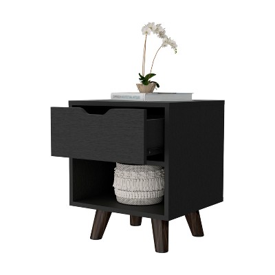 Vynxaria 1-Drawer Nightstand with Open Shelf ¨C Modern Elegance for Any Space