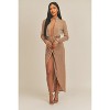 Slickblue Women's Pecan Brown Open Front Dress, Long Sleeve, Midi Length, Casual Fit, Size S-L - 2 of 4