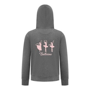 Everyday Kids Ballerina Girls Zip Up Hoodie – Pink Dancer Silhouette Ballet Sweatshirt - 1 of 4