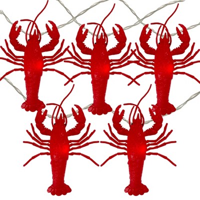 Kurt S. Adler 10 Red Lobster Novelty Christmas Light Set - 12 ft Clear Wire