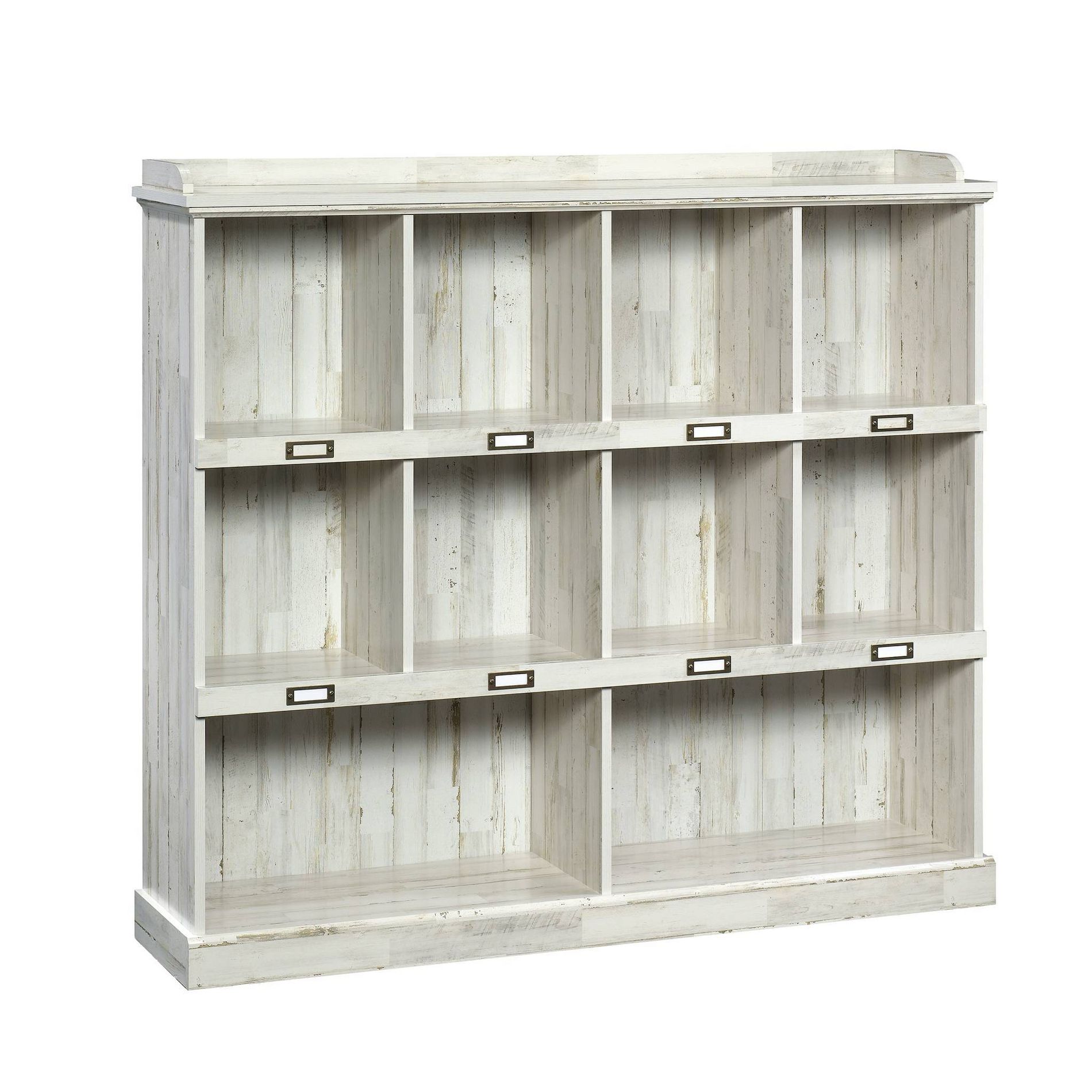 47" Barrister Lane Bookshelf White Plank - Sauder: Cubbyhole Storage, Mid-Century Modern Design