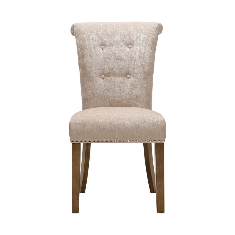 LIVN CO. Button Tufted Cream Dining Chairs Set of 2, 5 of 8