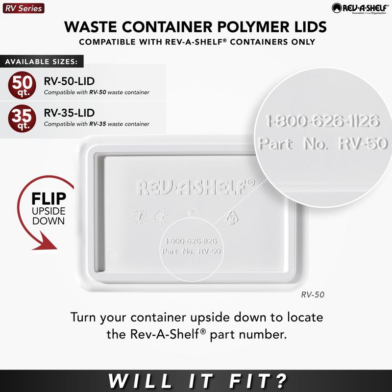 Rev-A-Shelf RV-35-LID-1 35 Quart Waste Container Trash Recycling Lid, 4 of 8