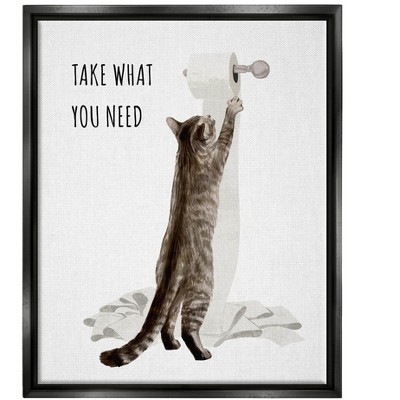 Stupell Industries Take What You Need Toilet Paper CatFloater Canvas Wall Art