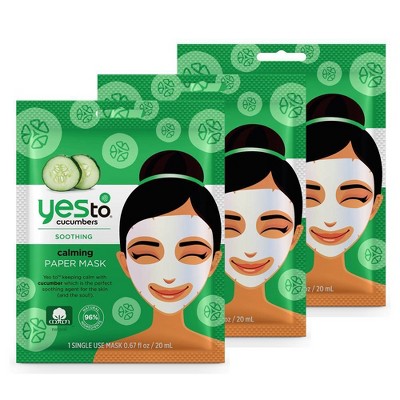 Yes To Cucumber Paper Mask Skincare Set - 3ct/0.67 fl oz each