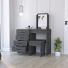 Gulches Stonington 4-Drawer Makeup Dressing Table w/Stool - Smokey Oak Finish, Bedroom Vanity Furniture - 2 of 4
