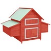 vidaXL Chicken Coop Hen House with 2 Nesting Boxes Chicken Pen Solid Fir Wood - Red and White - 2 of 4