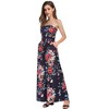 Women Strapless Floral Print Bohemian Boho Maxi Dress Casual Off Shoulder Beach Party Dress with Pockets - 2 of 4