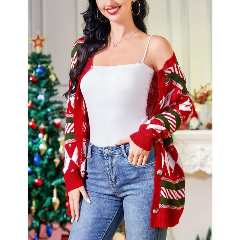 Whizmax Women's Ugly Christmas Sweater Open Front Caidigans Knitted Long Sleeve Sweaters Cardigan, 4 of 7