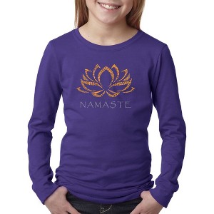 LA Pop Art Girl's Word Art Long Sleeve - Namaste - 1 of 4
