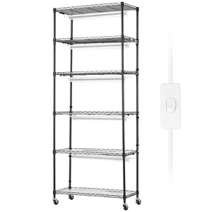 VEVOR DIY Plant Stand with Grow Light, 6-Tier Large Tall Plant Shelf with 192W 5000K Full Spectrum Grow Lights, Indoor Grow Light Shelf, Black - 1 of 4