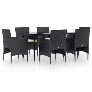 vidaXL Patio Dining Set Outdoor Dining Set Table and Chair Set for Garden - Black 63" Table Length 6 Chairs - 1 of 4
