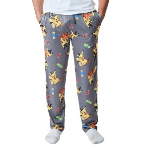 Pokemon Pikachu Costumes Men's Gray Sleep Pajama Pants - 1 of 4