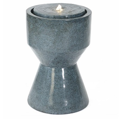 LuxenHome Gray Resin Bubbler Indoor/Outdoor Fountain with Lights