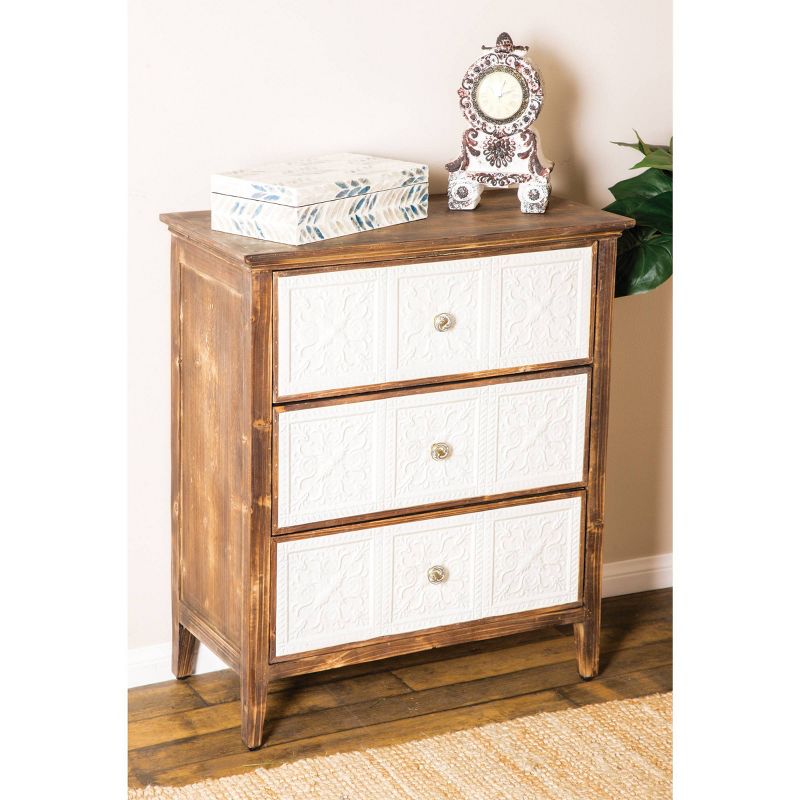 Farmhouse Wood and Enamel Cabinet with Drawers Brown - Olivia &#38; May, 3 of 9