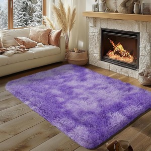 Black Shag Rug, Extra Soft 1.7" Plush Mat, Non-Slip, 100% Polyester for Bedroom or Living Room - 1 of 4