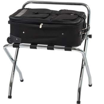 IRIS USA Suitcase Rack Chrome Steel Foldable Suitcase Luggage Rack