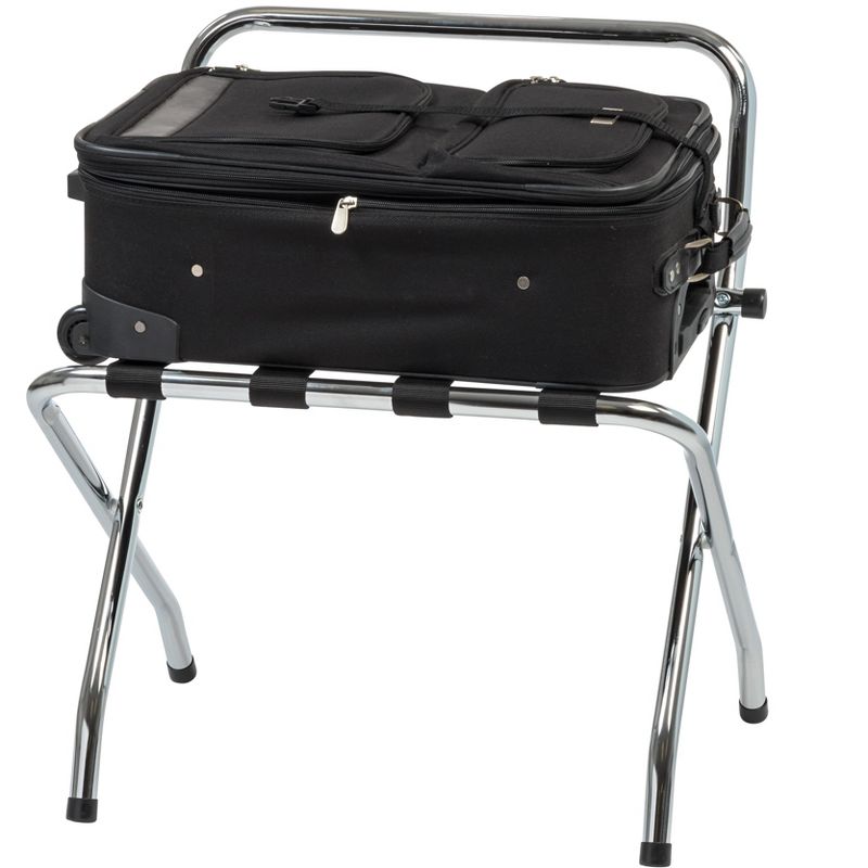 IRIS USA Suitcase Rack Chrome Steel Foldable Suitcase Luggage Rack, 1 of 10