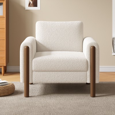 CENGHU Oversized Accent Chair, Upholstered Living Room Chairs, Single Sofa Chair with Walnut Legs, Curved Handrail