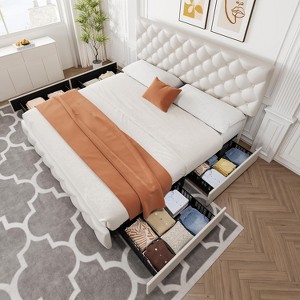 Platform Bed Frame with Elegant and Stylish Headboard, 4 Storage Drawers, No Box Spring Required, Easy Assembly, Heavy-Duty Support - 1 of 4