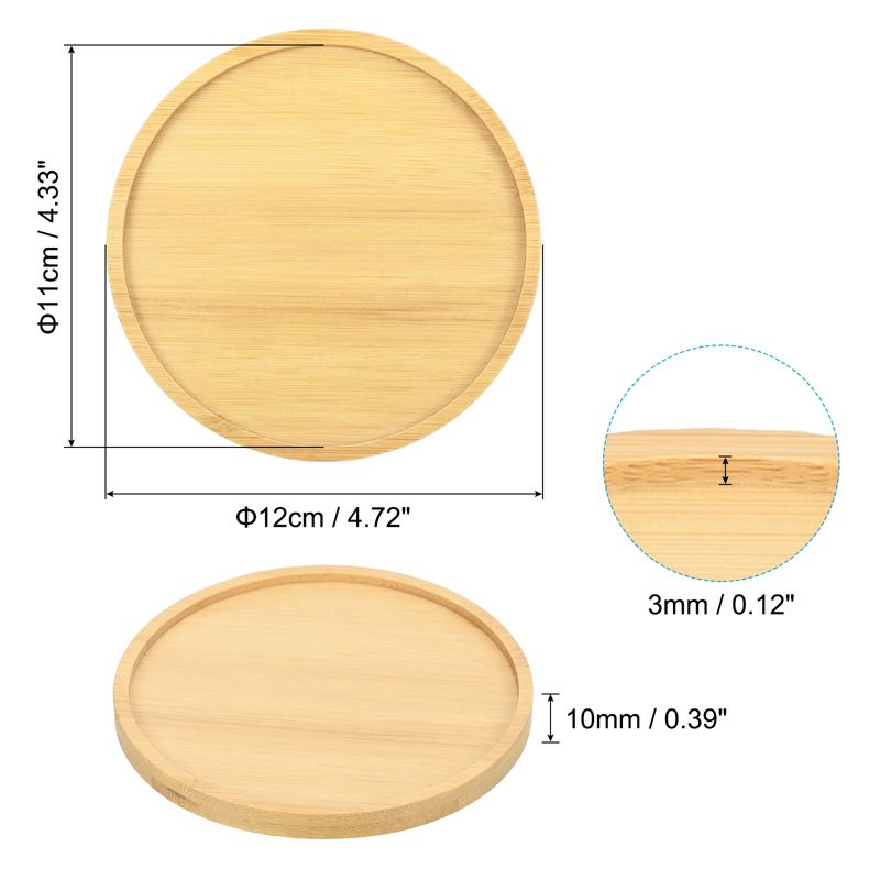 Unique Bargains Home Indoor Bamboo Round Planter Saucer Flower Drip Plant Trays Natural Color, 2 of 6