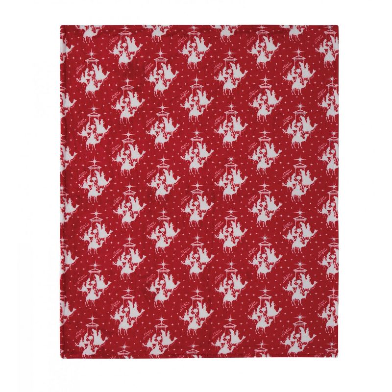 Kate Aurora Holiday Living Red Christmas Three Kings Plush Accent Throw Blanket - 50 in. W x 60 in. L, 3 of 4
