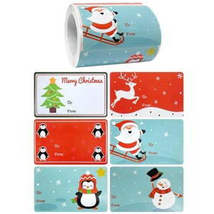 Wrapables Christmas Sticker Labels, Christmas Holiday Adhesive Gift Tags for Gifts & Stationery, Penguin - 1 of 4