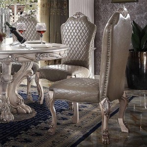 St of 2 22" Dresden PU Dining ChairsVintage Bone White - Acme Furniture - 1 of 4