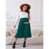 Coolmee Women's Velvet Maternity Skirt High Waist Elastic Ruffle Flowy Midi Skirt Casual A Line Swing Boho Skirts - 4 of 4