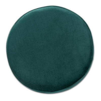 Thurman Luxe Green Velvet and Gold Metal Round Ottoman