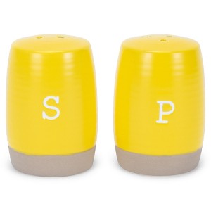 Nat & Jules Raw Bottom Yellow 3 x 2 Ceramic Salt and Pepper Shaker 2 Piece Set - 1 of 4