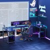 47 Inch L Shaped Game Table with Side Storage Pockets, Metal Frame, Country Study Writing Desk for Home Office, Bedroom, Game Room - 4 of 4