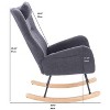 Aukfa Soft Teddy Fabric Rocking Chair w/Pocket - Ergonomic Nursery Glider, Solid Wood Base, 264LB Capacity for Living Room & Bedroom - 4 of 4