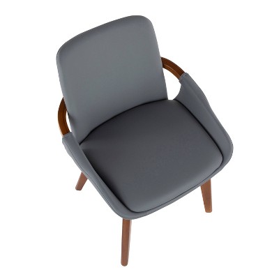 Cosmo Walnut Wood and Grey Faux Leather Arm Chair