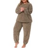 Agnes Orinda Women's Plus Size Fluffy Fleece Long Sleeve Plush Sleepwear Fuzzy Lounge Home Warm Pajamas Set - 2 of 4