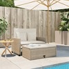 vidaXL 2-Seater Patio Sofa Bench - PE Rattan, Beige, Sofa Bed with Footstool Storage, Cushions with Removable Covers - 3 of 4