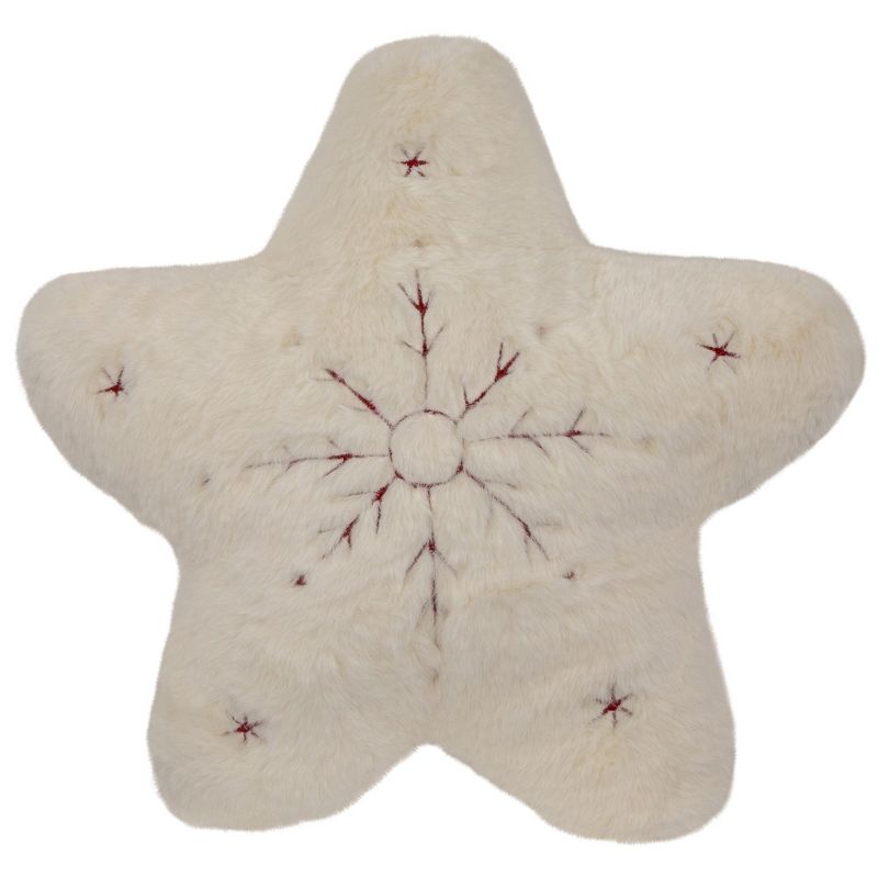 Northlight 13" White Snowflake Embroidered Plush Christmas Throw Pillow, 1 of 7