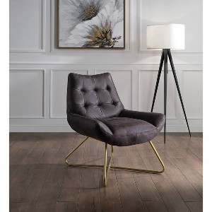 31" Dhalsim Accent Chair Antique BlackTop Grain Leather - Acme Furniture: No Assembly, Spot Clean, Wood Frame, Armless Design - 1 of 4