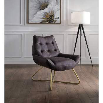 31" Dhalsim Accent Chair Antique BlackTop Grain Leather - Acme Furniture